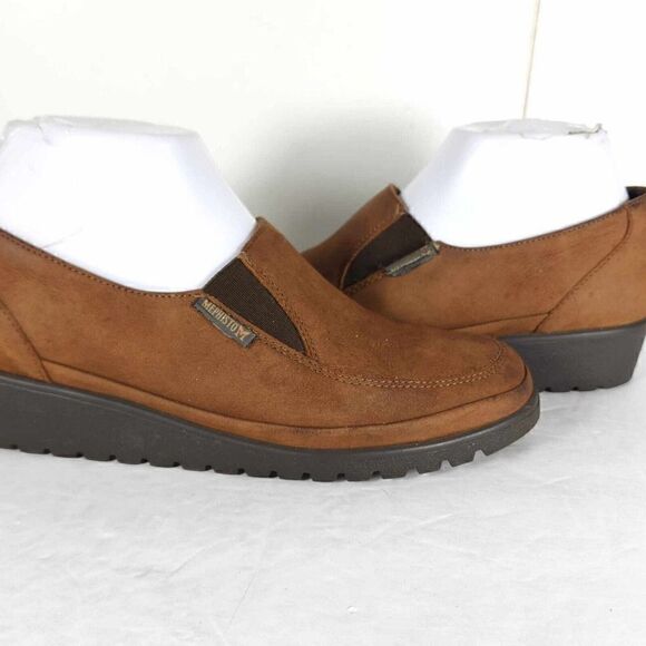 Mephisto Women's US 7 Brown Leather Slip-On Comfort Wedge Loafers - Picture 10 of 15